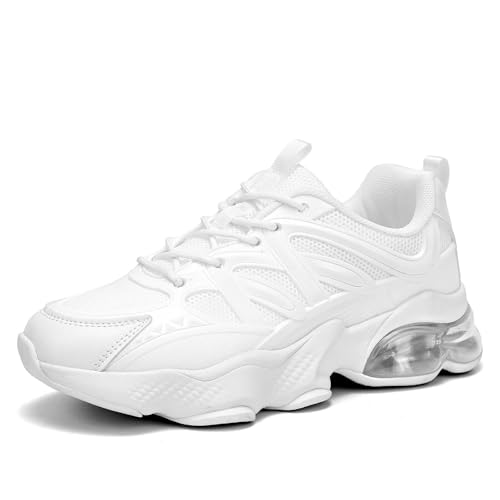 Blanco Color Zapatillas Deportivas Mujer con Cámara de Aire y Malla Transpirable