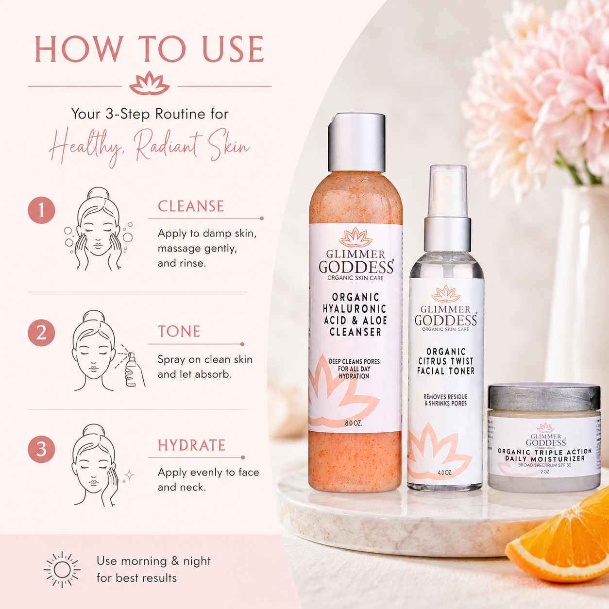 Organic 3-Step Anti-Aging Skin Care Routine