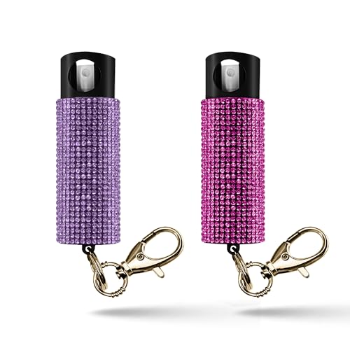 Pink/Lavender - 2Pack Color Llavero De Gas Pimienta Elegante – Alcance De 16 Pies