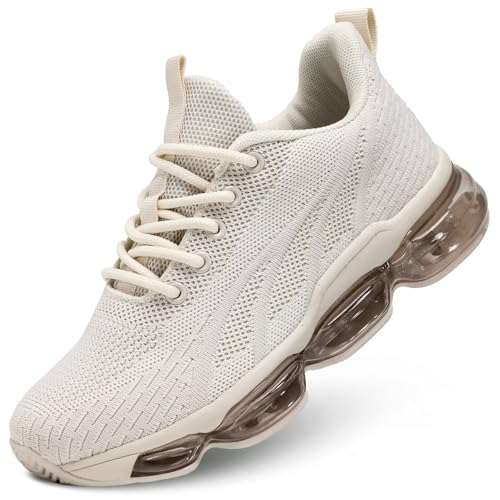 Beige Color Zapatillas Deportivas Mujer con Cámara de Aire Transpirable