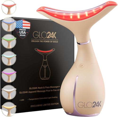 Beige Color Masajeador Facial y de Cuello con Luz LED y Vibración