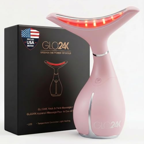 Rosa Color Masajeador Facial y de Cuello con Luz LED y Vibración