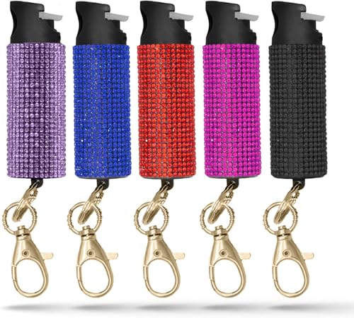 Multicolor2 - Pack de 5 Color Llavero De Gas Pimienta Elegante – Alcance De 16 Pies
