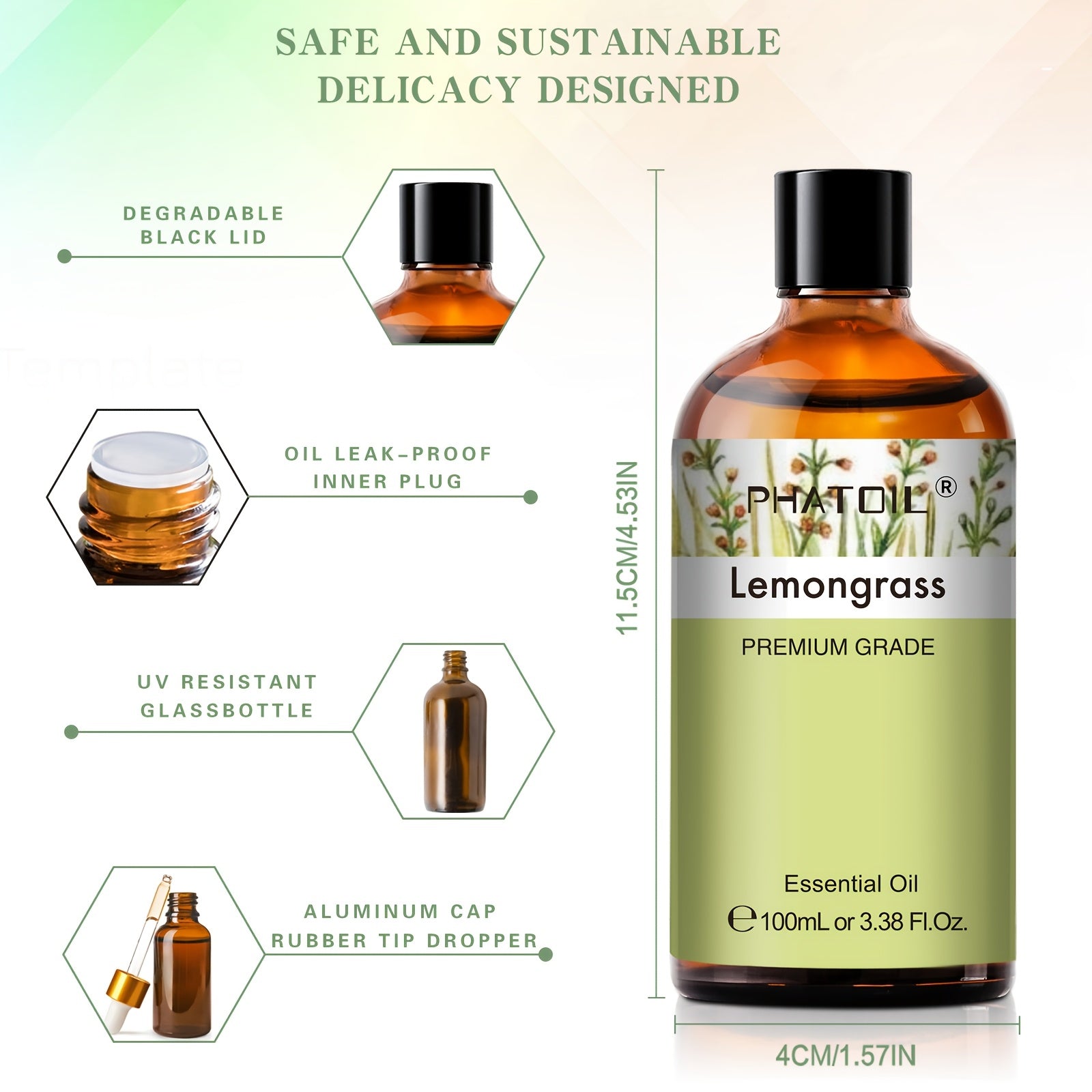 Aceite Esencial de Hierba Limón 100ml para Difusores y Humidificadores