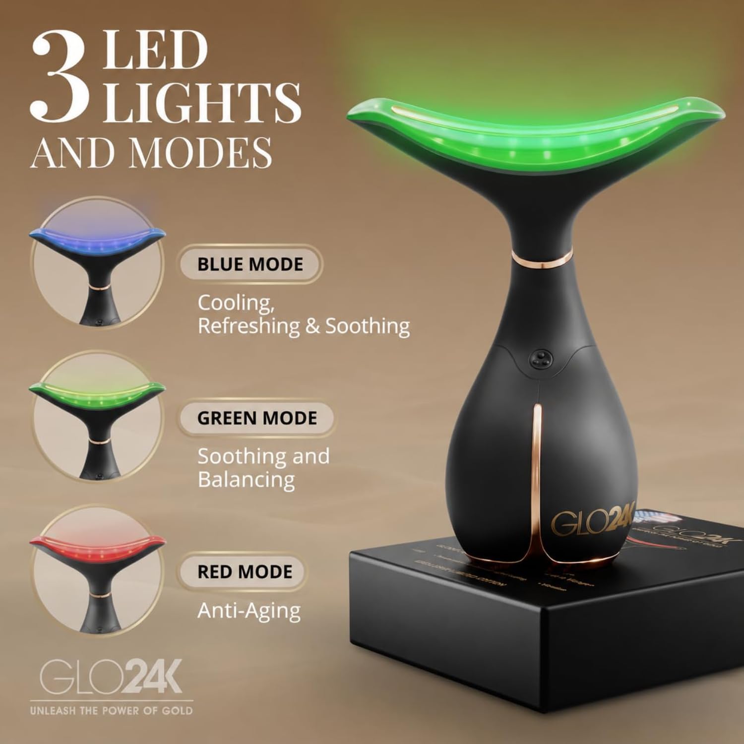 Masajeador Facial y de Cuello con Luz LED y Vibración