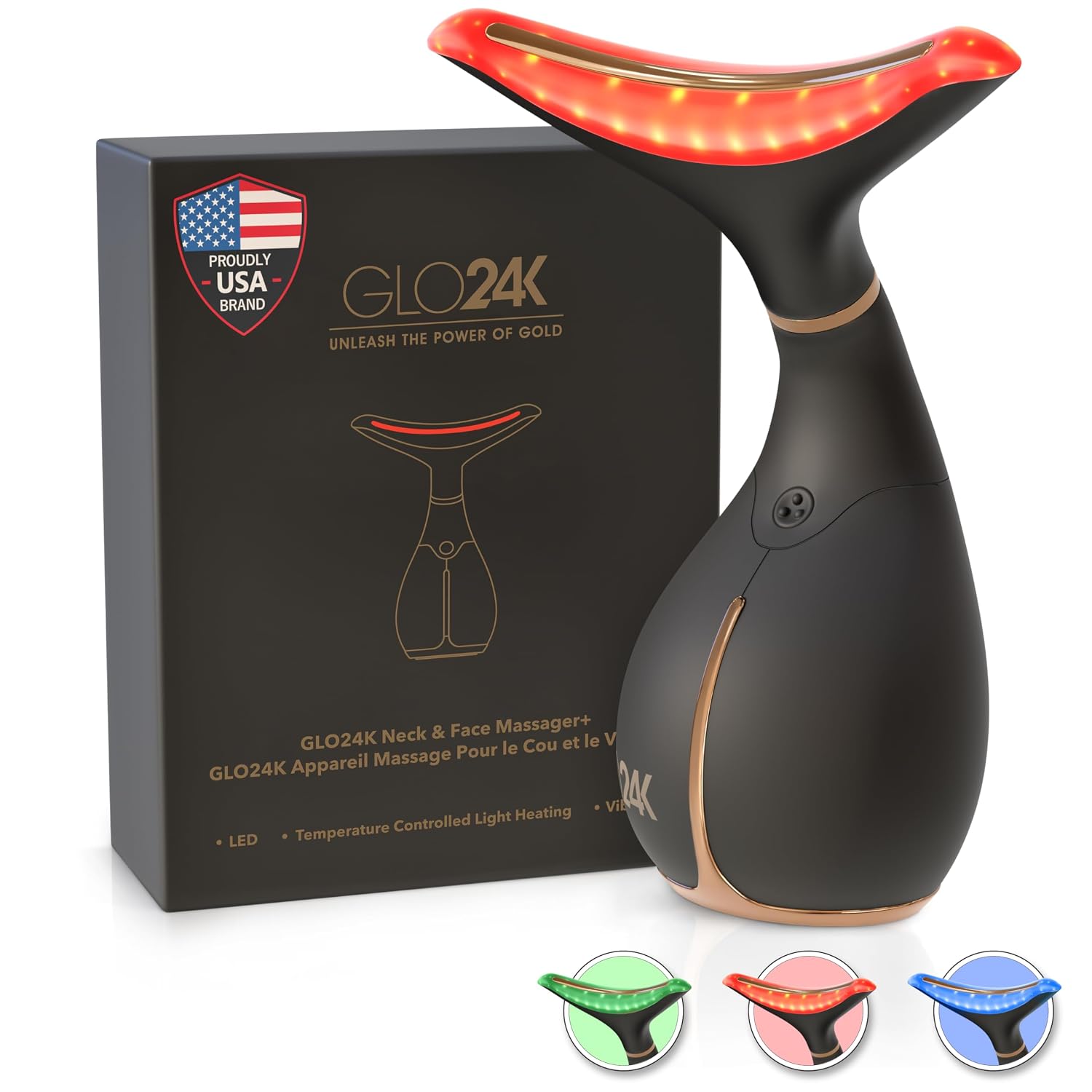 Masajeador Facial y de Cuello con Luz LED y Vibración