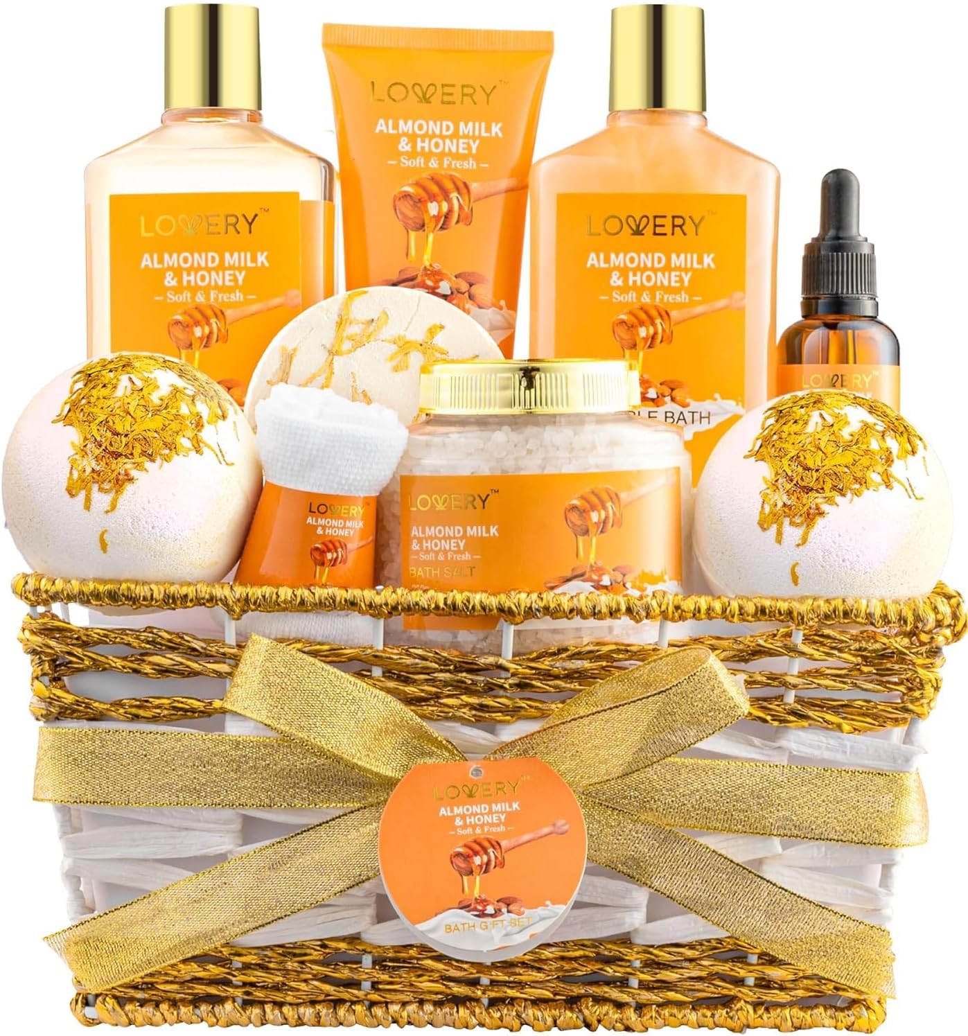 Set De Spa Y Cuidado Corporal 10 Piezas Almendra Y Miel
