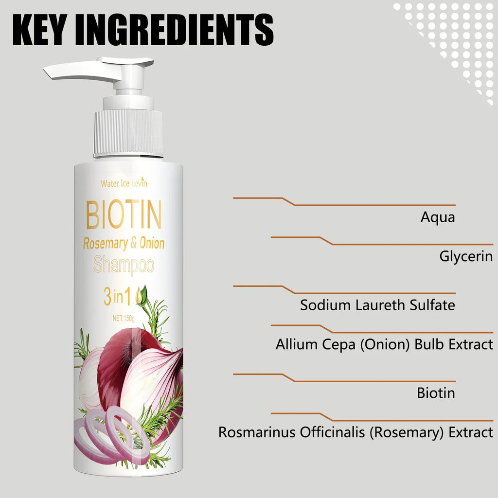Biotin Rosemary Onion 3 in 1 Shampoo for Hair Care
