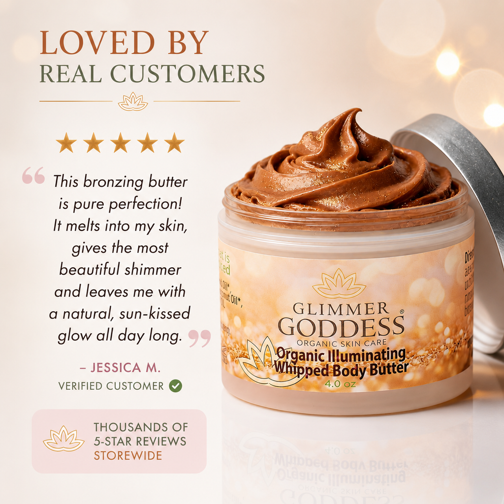 Organic Whipped Bronzing Body Butter – Shimmering Body Moisturizer with Instant Bronze Glow
