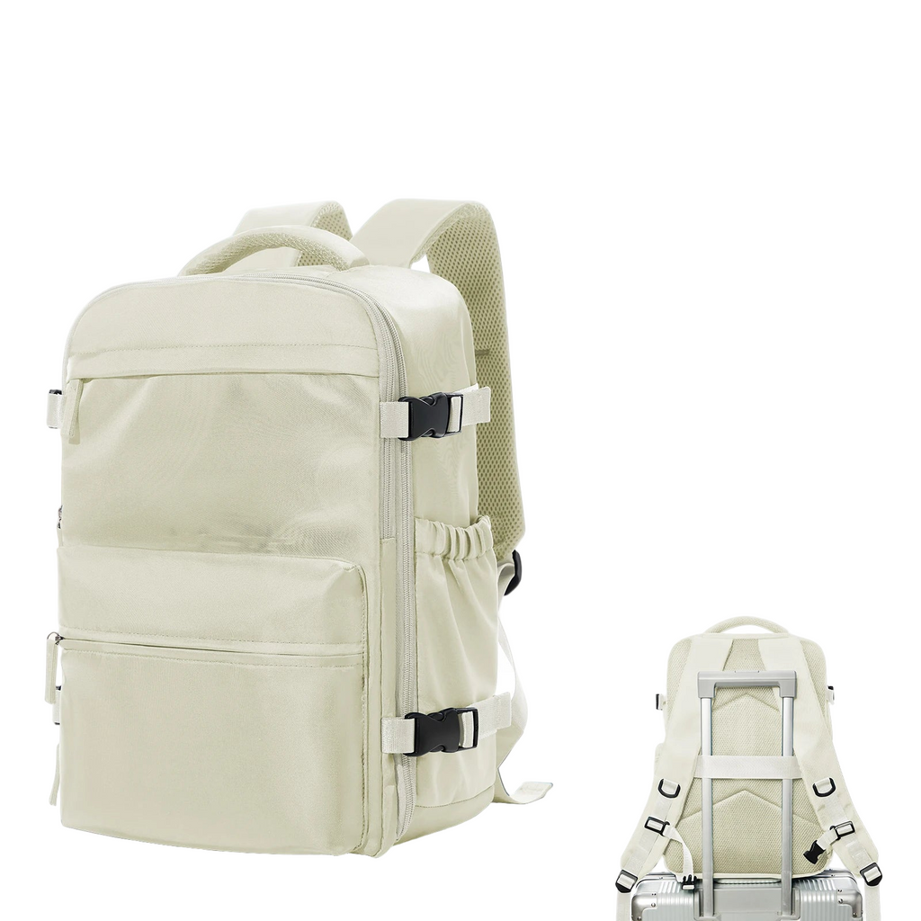 Mochila para Laptop 40×20×25cm Beige – Aprobada para Cabina de Avión