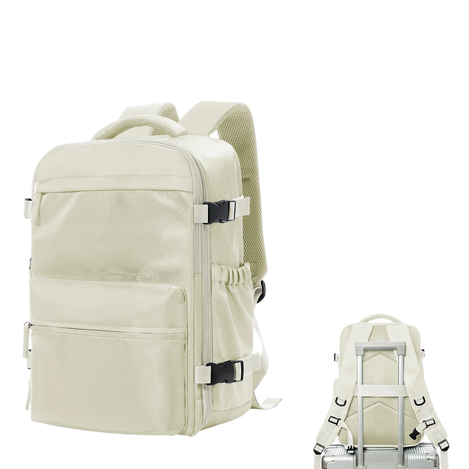Mochila para Laptop 40×20×25cm Beige – Aprobada para Cabina de Avión
