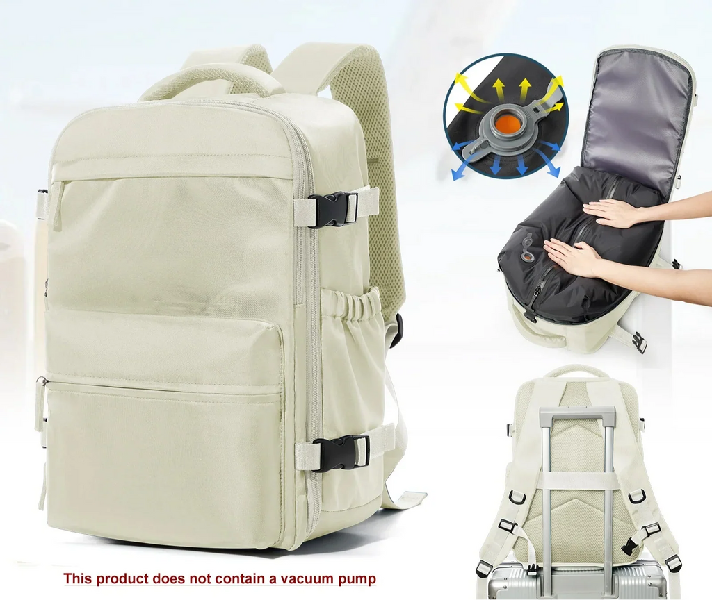Mochila para Laptop 40×20×25cm Beige – Aprobada para Cabina de Avión