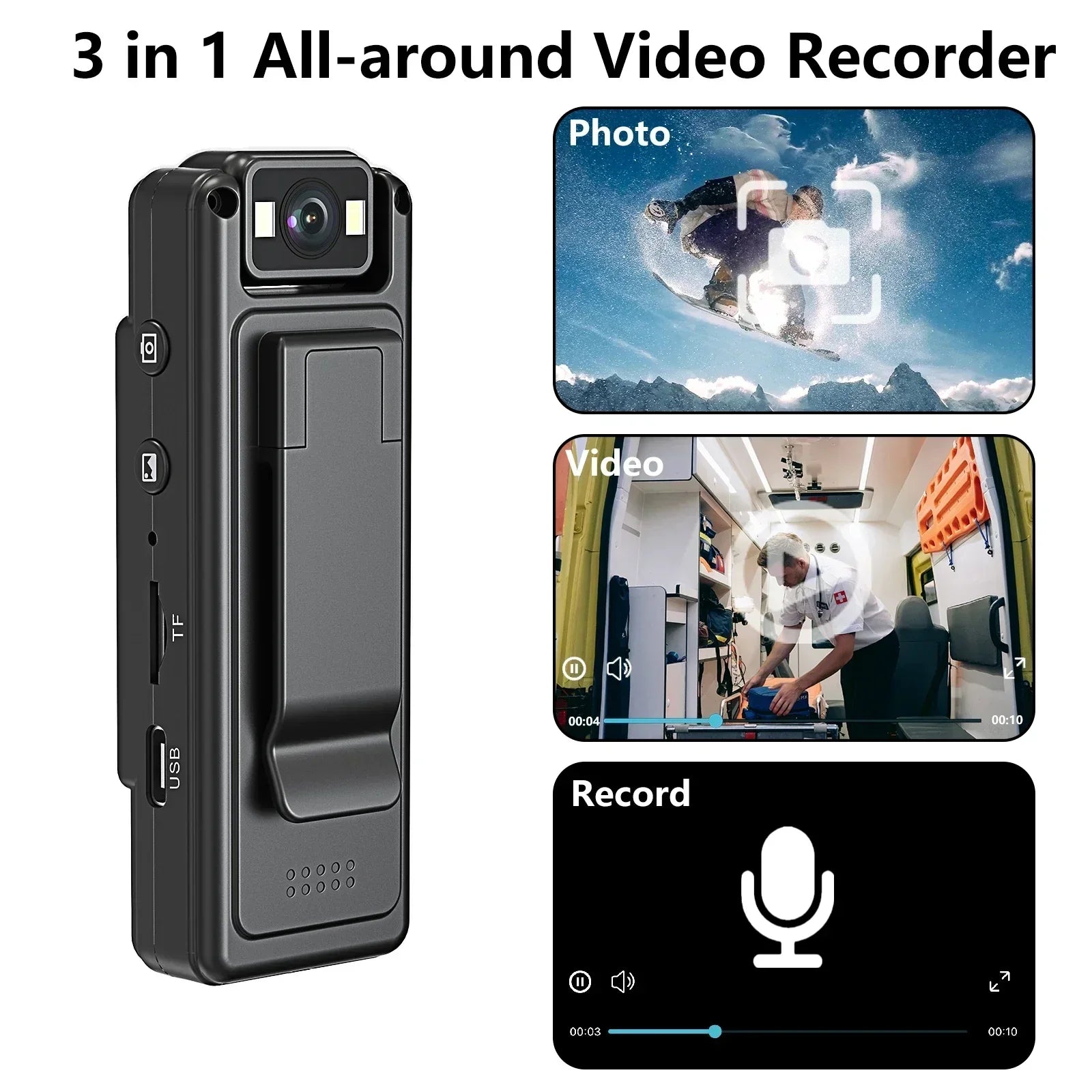 Mini Cámara Corporal Digital 1080P con 64GB – WiFi y Visión Nocturna