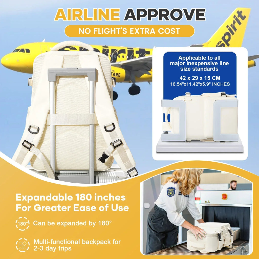 Mochila para Laptop 40×20×25cm Beige – Aprobada para Cabina de Avión