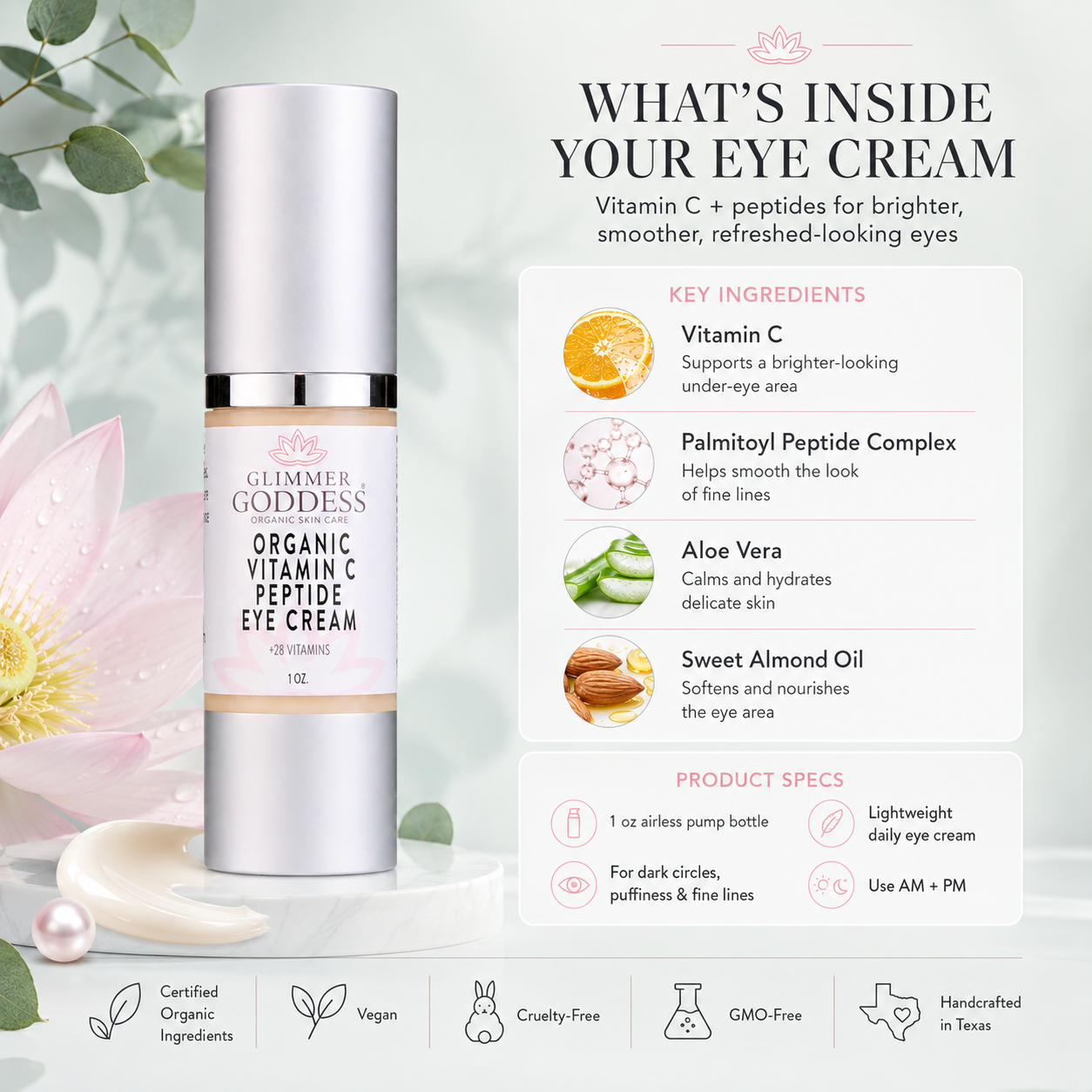 Organic Vitamin C Eye Serum – Peptide Treatment for Dark Circles